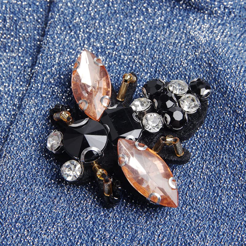 Wixine 4Pcs Bees Sequins Rhinestones Bead Brooch Patches Applique Vintage Embroidered Fabric Sew on Patch Clothing Decoration - Image 4